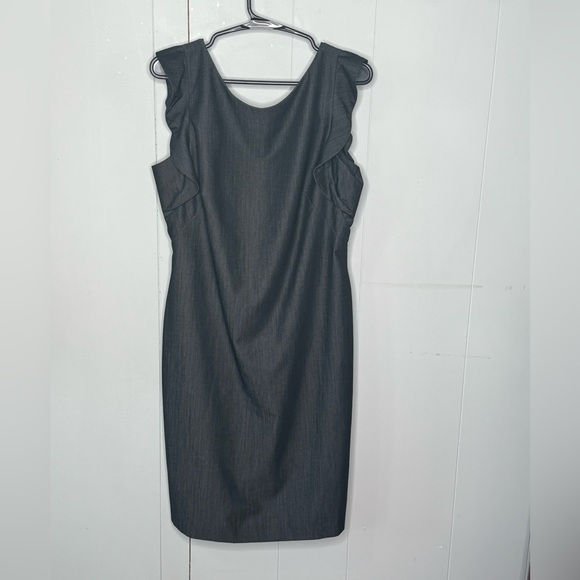 Calvin Klein Charcoal Ruffle Midi Dress - Picture 1 of 6